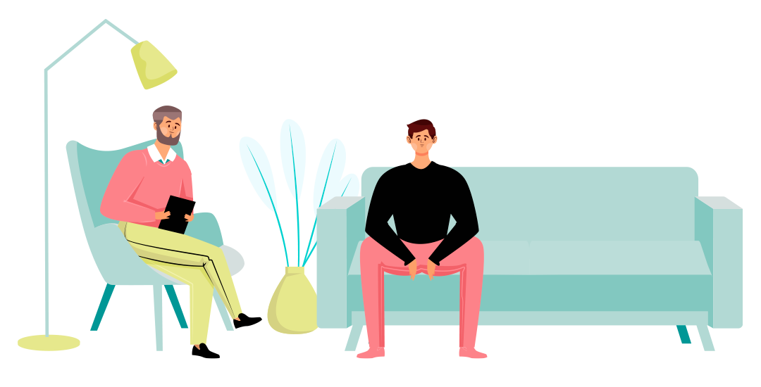 Man having a counselling session - men's mental wellbeing